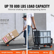 Inklapbare Steekwagen - Opvouwbare Handtruck - 2 in 1 Aluminium Kar - Kar Voor Transport - Magazijn Kar - Ergonomisch Ontwerp - Zwart - Max. 150KG