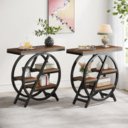 Bijzettafel - Bedtafel - Zijtafel - 65 x 30 x 65 cm - Nachtkastje Kleine Salontafel - voor Woonkamer Slaapkamer - Bruin