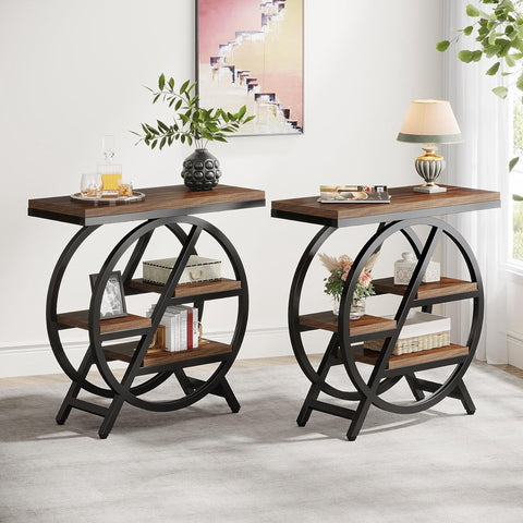 Bijzettafel - Bedtafel - Zijtafel - 65 x 30 x 65 cm - Nachtkastje Kleine Salontafel - voor Woonkamer Slaapkamer - Bruin