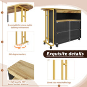 Uitschuifbare Bartafel met Opbergruimte - Moderne Verplaatsbare Bartafel - Telescopische Bartafel met LED - Bartafel - Bistrotafel - Hoge Tafel - Kookeiland - Bistrotafel - (138-204×39×105cm) - Zwart & Goud