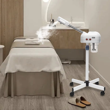 Gezichtsstomer - Stoom apparaat - Spray - Gezicht sauna - Huid bevochtiger - Schoonheidssalon - 750W - Op wielen - Wit