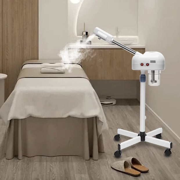 Gezichtsstomer - Stoom apparaat - Spray - Gezicht sauna - Huid bevochtiger - Schoonheidssalon - 750W - Op wielen - Wit