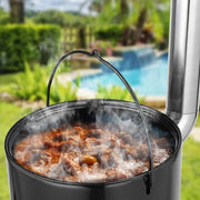 Buitenkeuken -Emaille - Stoofpot 21 Liter - BBQ - Grill - Goulash-ketel - Stoomboot met grill, braadpan en soeppan - 36x36x126 cm - Incl. schoorsteen, thermometer en luchtventilatie