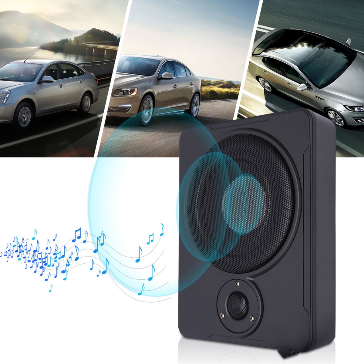 Subwoofer Auto - Versterker Auto - Subwoofer met Kabel - Onder stoel subwoofer - 600W - Zwart