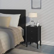 Klein dressoir - bijzettafel - Nachtkastje Met 2 Lades - Barok - Zwart - 40x30x60cm