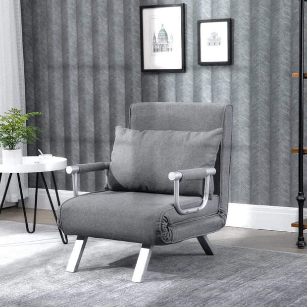 Slaapstoel - Uitklapbaar - Slaapbank - Logeerbed - Zetelbed - Slaapfauteuil - Vouwbed - 1 persoons - Zeer comfortabel - Grijs