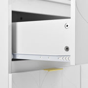 Kaptafel, Wit (Zonder spiegel en kruk), met 6 Laden, Vergulde Handgrepen, draaibaar tafelblad (180°), gelakt, bloemmotief, schokbestendig afgeronde hoeken