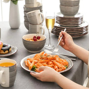 Luxe Serviesset - 32-Delig - 8 Persoons - Keramiek - Bordenset - Dinner Platen - Dessertborden - Kommen - Mokken - Schaaltjes - Grijs