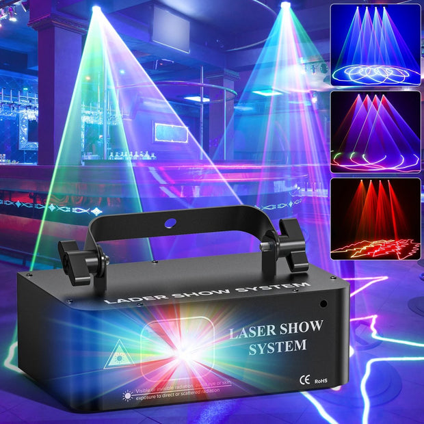 Lichtshow -RGB Lichtshow - Laser Show - Laser Licht Show - DMX 512 - Zwart - RGB - 10W