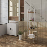 4-Lagen Opbergplank - Industrieel Opbergrek van Hout en Metaal - Smal Open Kast - Opbergmeubel - voor Woonkamer - Slaapkamer en Keuken - 34 x 35 x 148 cm - Wit