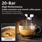 Espressoapparaat - Professionele Kwaliteit - 20 Bar - Semi-automatisch - Melkopschuimer - Inclusief Koffiemolen - Barista - Espresso - Cappuccino - Latte en Mocha