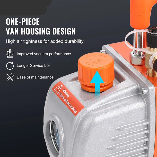 Vacuum Pump - Air Conditioning Vacuum Pump - Air Conditioning Vacuum Filling Pump - Air Conditioning Pump - With Accessories - With Storage Bag - 150W - 1440Rpm - 40 Micron - 3.5CFM - 120V