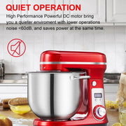 Keukenmachine - voedsel mixer - Blender - Stille motor - Crème ei garde - Deeg kneder - 6 snelheid standen - 1200 W - 6 liter capaciteit - Keukenmixer - Keukenmixer met kom - Keuken machine - Keukenmixer staand - Metaal grijs