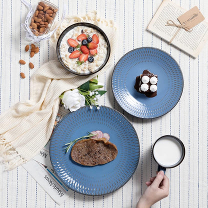Luxe Serviesset – 32 Delig – 8 Persoons – Keramiek - Bordenset – Dinner Platen – Dessertborden – Kommen – Mokken – Schaaltjes – Blauw