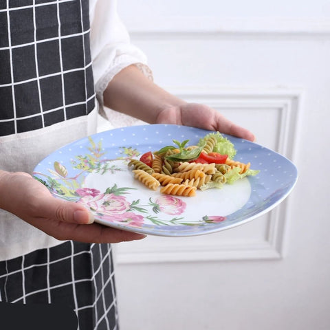 Luxe Serviesset - Bordenset - Kommen set - Soep Borden - Dessert Borden - Dinerborden - set van 30 - 6 persoons - Wit - Blauw - Bloemen