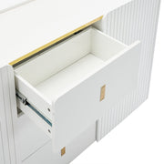 LED - Modern wit dressoir met LEDverlichting - 150x35x80 cm - 2 deuren, 3 lades en RGB-kleuren - Opbergkast voor woonkamer, eetkamer of hal - Wit