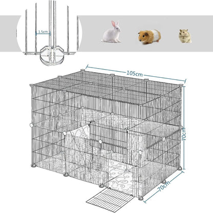 Dierenren - Kattenren - Hondenren Buiten - Konijnenhok voor Binnen - Konijnenren - Kippenren - Ren - 105x70x70 cm - Zwart