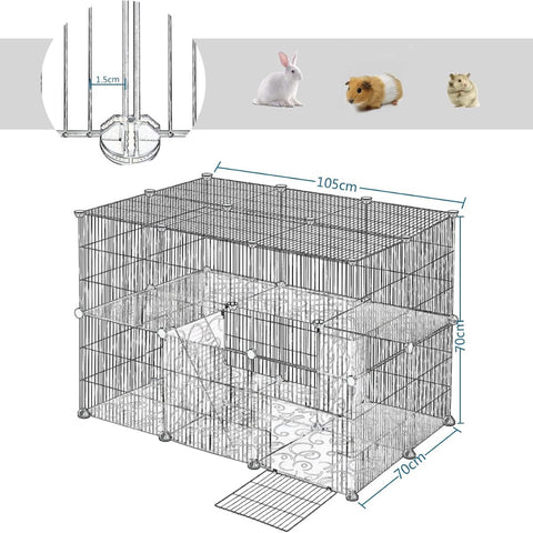 Dierenren - Kattenren - Hondenren Buiten - Konijnenhok voor Binnen - Konijnenren - Kippenren - Ren - 105x70x70 cm - Zwart