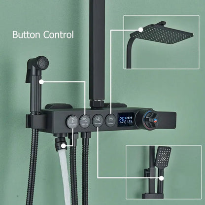 Black Bathroom Shower Faucet Set - Shower Faucet - Smart Digital Display - Shower Mixer - Shower Head