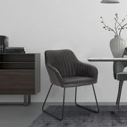 Eetkamerstoelen set van 2 - Luxueuze Velvet Stoelen - Eetkamerstoel - Stoelen met armleuning - Fluweel - Grijs