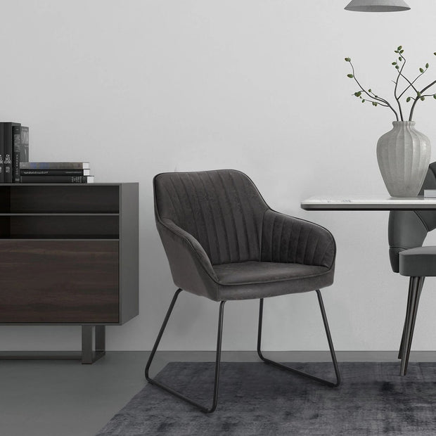 Eetkamerstoelen set van 2 - Luxueuze Velvet Stoelen - Eetkamerstoel - Stoelen met armleuning - Fluweel - Grijs