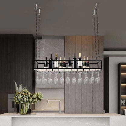 Wine rack - Wine glass holder - Wine rack for ceiling - Kitchen rack - 120 x 25 x 22 cm - Load capacity 75kg
