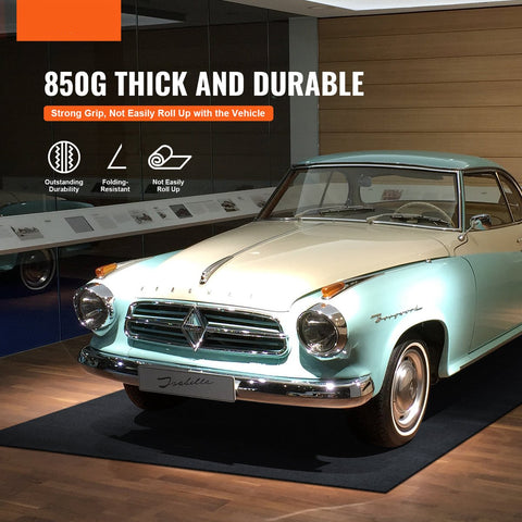 Garagevloermat - 2,7x 6,7m - Tapijtdikte 2.4 mm - Garagemat Servicemat - Materialen Vilt en TPE - De Matten Zijn Gemakkelijk Schoon te Maken - Vetbestendig en Herbruikbaar - Grijs-Zwart