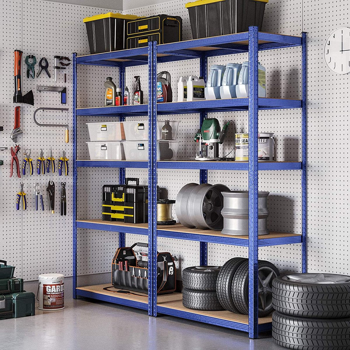 Zware Metalen Magazijnstelling - 200x100x50 cm - Draagvermogen 875KG - 5-Laags Verstelbare Opslagrek - Blauw
