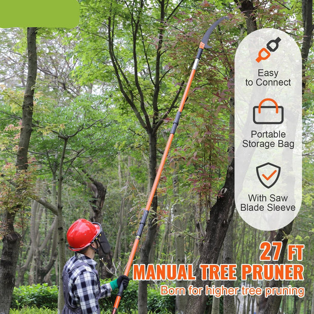 Telescopische Snoeizaag - Uitschuifbare Boomsnoeier - Handzaag voor Hoge Takken - 2,24 tot 8,24 m Bereik - Inclusief Opbergtas
