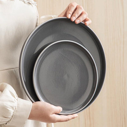 Luxe Serviesset – 16 delig – 4 persoons – Porselein - Bordenset – Dinner platen – Dessertborden - Kommen - Mokken - Grijs