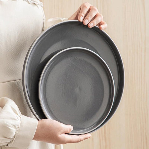 Luxe Serviesset – 16 delig – 4 persoons – Porselein - Bordenset – Dinner platen – Dessertborden - Kommen - Mokken - Grijs