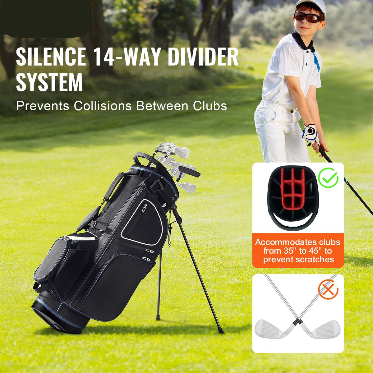 Golfbag – Waterdichte en Duurzame Golftas – 14-Vaks Indeling – 11 Opbergvakken – Comfortabel - Draagbaar en Stofdicht