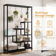 Plantenrek - Plantenstandaard - Plantenrek voor Binnen en Buiten - Plantenrek met 5 Niveaus en 10 S-haken - Zwart - 100 x 30 x 180 cm