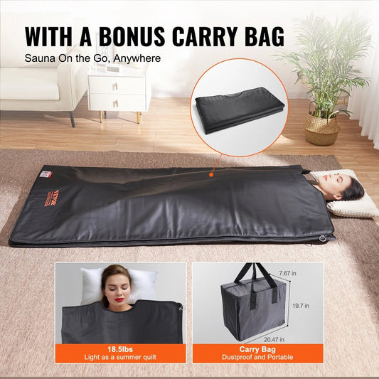 Saunadeken - Sauna - Infrarood - Handige afstandsbediening - 5 Saunapakketten Gratis inbegrepen - 180 cm x 78 cm. - QUORE