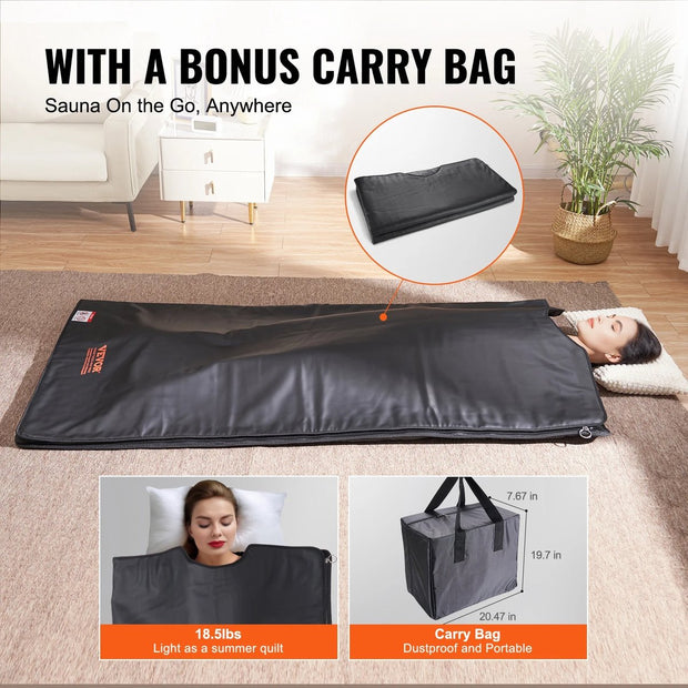 Saunadeken - Sauna - Infrarood - Handige afstandsbediening - 5 Saunapakketten Gratis inbegrepen - 180 cm x 78 cm.