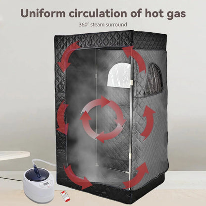 Portable Steam Sauna - Steam Room - Sauna Tent - Sauna Cabin - With Remote Control - Full Body - Detox - Relaxation - 2 L Steam Generator - Black - 100 x 78 x 172 cm.