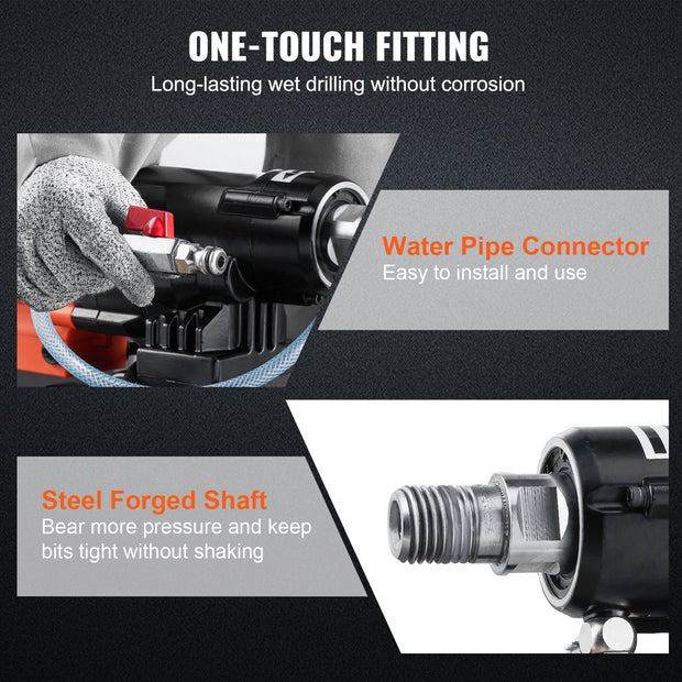 Diamantboormachine - Diamantboormachine - 3200W - 0-750 TPM - Nat En Droog Boren - Met 20 Cm Magnetische Boormachine - Geschikt voor Het Boren Van Gewapend Beton - Marmer - Zwart