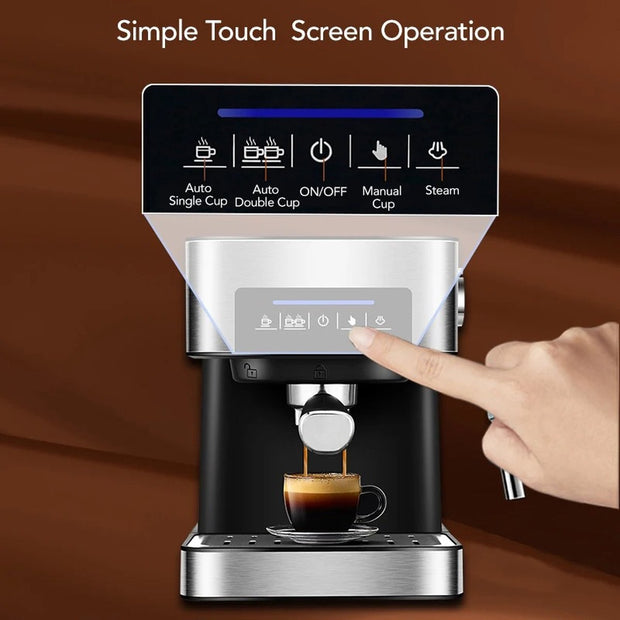 Koffiezetapparaat - 20 Bar Italiaanse Type Espresso Koffiezetapparaat - Espresso Machine - Machine Met Melkopschuimer Wand Voor Espresso - Inclusief Coffee Grinder - Koffie maler - Cappuccino - Latte En Mokka