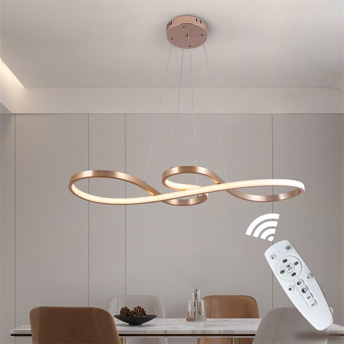 Hanglamp - Kroonluchter - Goud - Woonkamerlamp - Dimbaar Met Afstandsbediening - Moderne lamp - Eetkamer Lamp - LED Plafondlamp - Plafonniere