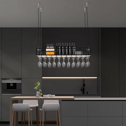 Wine rack - Wine glass holder - Wine rack for ceiling - Kitchen rack - 120 x 25 x 22 cm - Load capacity 75kg