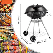 Houtskool Kogelgrill 56 cm - Draagbare BBQ Grill met Deksel - Grote Grilloppervlak - Zwart - 63 x 82 x 88 cm
