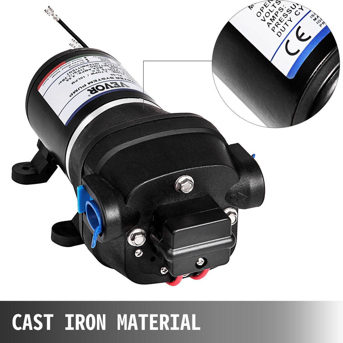 Vernevelende Membraanwaterpomp - Lokale Sproeier - 12V - Maximaal Debiet 17 L/Min - voor Het Vullen Van Voedsel En Dranken En Het Overbrengen Van Vloeistoffen - Zwart