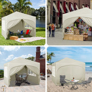 Partytent met zijwanden - Beige - Opvouwbaar - Easy up - Paviljoen - Waterdicht weerbestendig - 3x3 m
