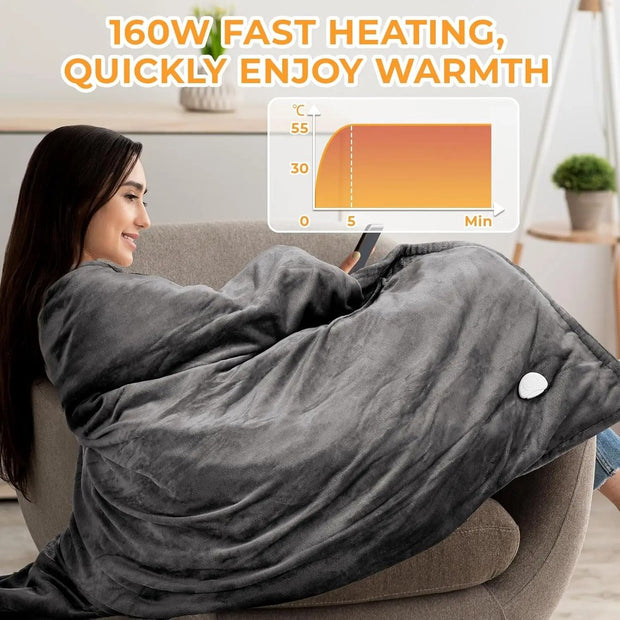 Luxe Elekrische Deken - 180x130 - Zacht en Warm - Flanel en Lamswol - Tweepersoons Warmtedeken- 6 Warmtestanden - Veilig - Auto Uitschakeling - Machine Wasbaar