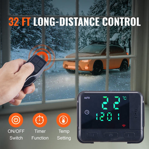Diesel Standkachel -  Luchtverwarmer met een - Intelligente Digitaal - Monitor en Afstandsbediening - Brandstoftank van - 5L- Auto Heater - Voor auto's - Vrachtwagens - 8KW 12V - Oranje/Zwart
