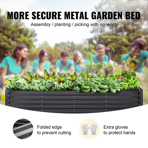Verhoogd Bed Plantenbak - Groentebed - Bloembak - Kruidenbed - Gegalvaniseerd Metaal - Tuinbed voor Groenten - Fruit - Kruiden en Vetplanten - Donkergrijs