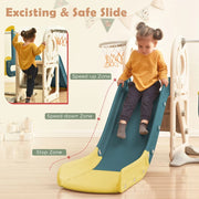 5 in 1 Kinderglijbaan Combinatie - Glijbaan, Schommel, Auto, Basketbal net - 182x172x115 cm