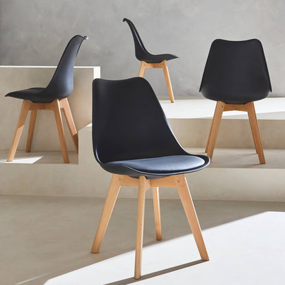 Kuipstoelen - set van 4 met houten poten - Sponskussen woonkamerstoel