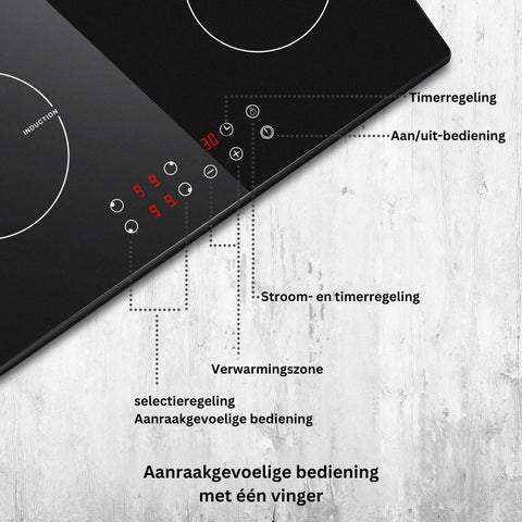 Elektrische Kookplaat 4 Pits - Elektrische Kookplaat 4 Branders - Keramische Kookplaat met Stekker - Zwart