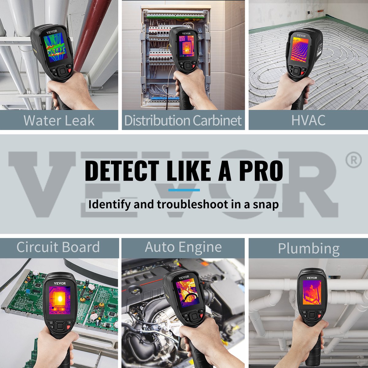 Handheld Warmtebeeldcamera - Infraroodcamera Camera - Temperatuurbereik - 20-350°C - 9 Uur Levensduur Batterij - 4 Kleurenpaletten Om Uit Te Kiezen - Zwart
